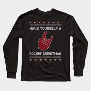 Cool Rocking Christmas Merry Xmas Rock Fingers Gift Ugly Sweater Shirt Long Sleeve T-Shirt